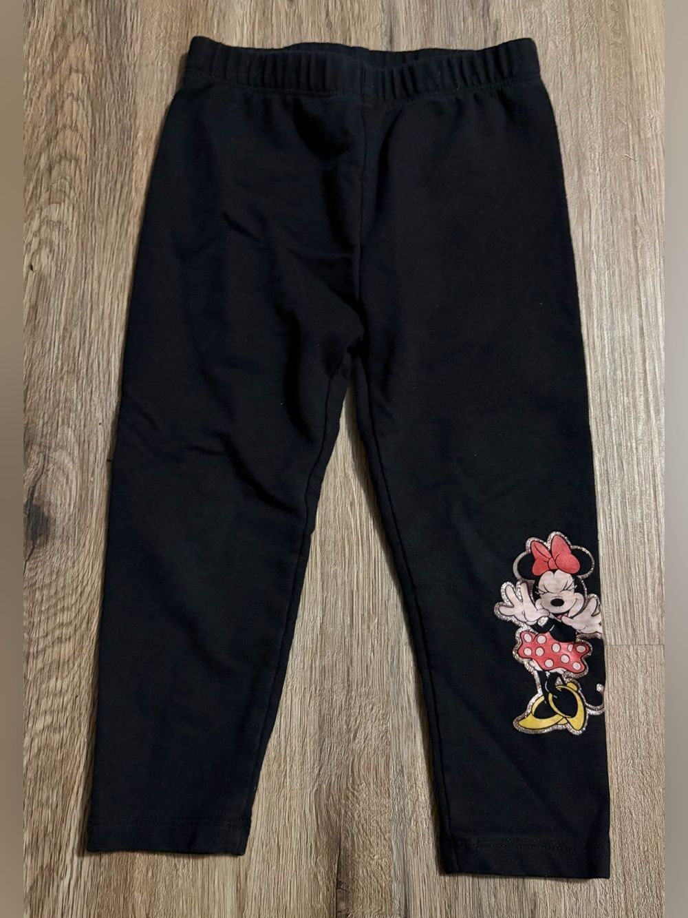 Disney Junior - Black Leggings with Minnie Mouse Patch - Size 3T